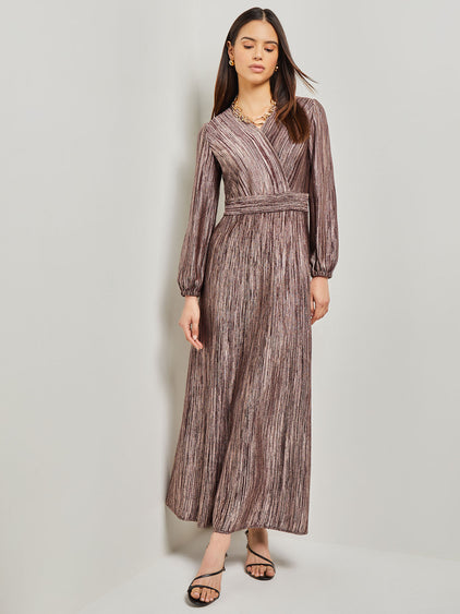 Bishop Sleeve Jacquard Knit Maxi Dress Bishop Sleeve Jacquard Knit Maxi Dress