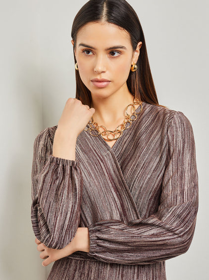 Bishop Sleeve Jacquard Knit Maxi Dress Bishop Sleeve Jacquard Knit Maxi Dress