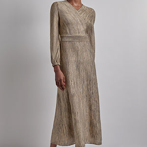 Bishop Sleeve Jacquard Knit Maxi Dress