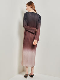 Ombre Pleated Knit Midi Dress, Mahogany/Biscotti/Black | Misook