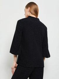 Sparkle Balloon Sleeve Woven Jacket, Black | Misook