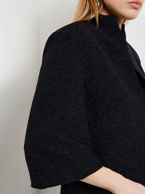 Sparkle Balloon Sleeve Woven Jacket, Black | Misook Premium Details