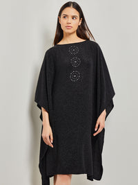Studded Shimmer Knit Cape Dress, Black | Misook