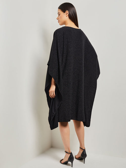Studded Shimmer Knit Cape Dress, Black | Misook