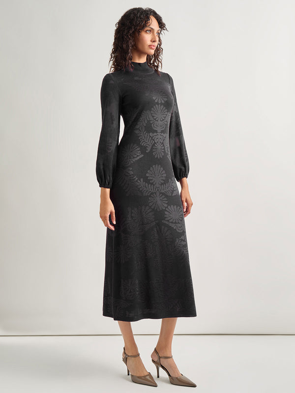 A-Line Jacquard Knit Maxi Dress