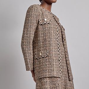 Heritage Fit Braid Trim Tweed Knit Jacket