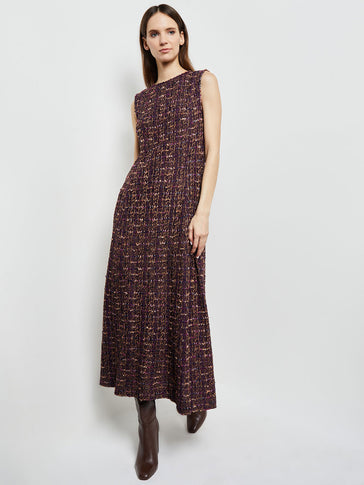 Maxi Fit & Flare Dress - Sleeveless Tweed Knit, Ultraviolet/Viola/Goldenwood/Sandstone | Misook
