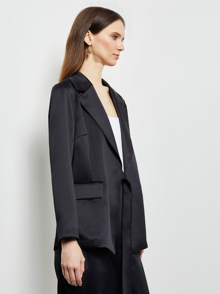 Side-Tie Blazer - Notch Collar Satin Crepe Side-Tie Blazer - Notch Collar Satin Crepe