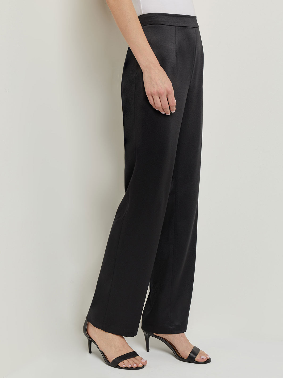 Zipper Fly Wide Leg Pants - Tailored Woven