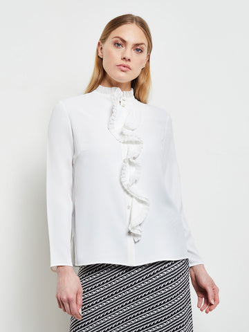 Ruffle Front Blouse - Crepe