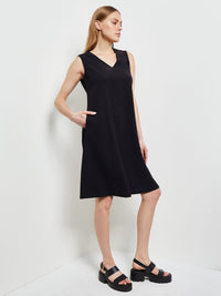 Sleeveless Woven Swing Dress, Black, Black | Misook
