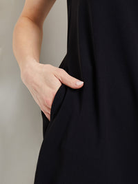 Sleeveless Woven Swing Dress, Black, Black | Misook Premium Details