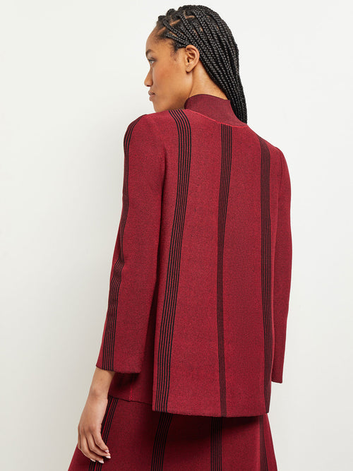 Tonal Stripe A-Line Knit Tunic, Scarlet Red, Scarlet Red/Black | Misook