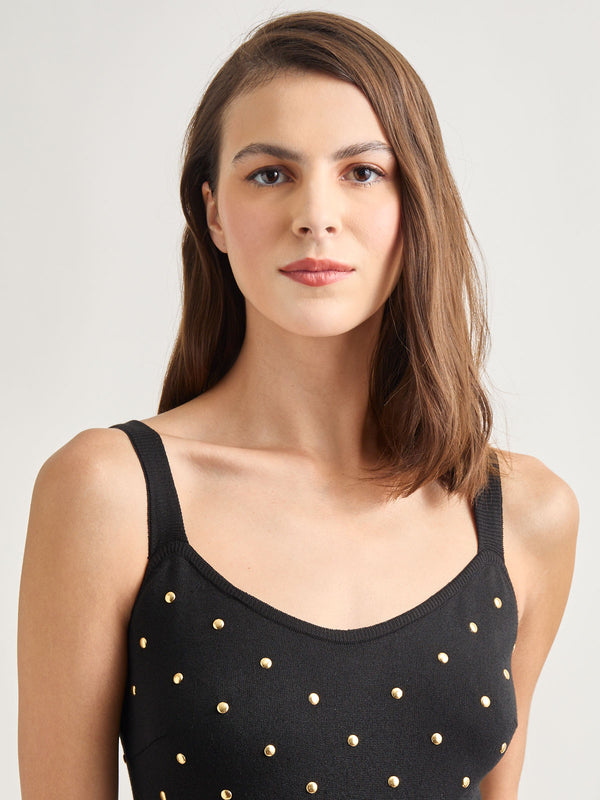 aqua stud tank midi dress Modern Fit Gold Stud Midi Soft Knit Tank Dress