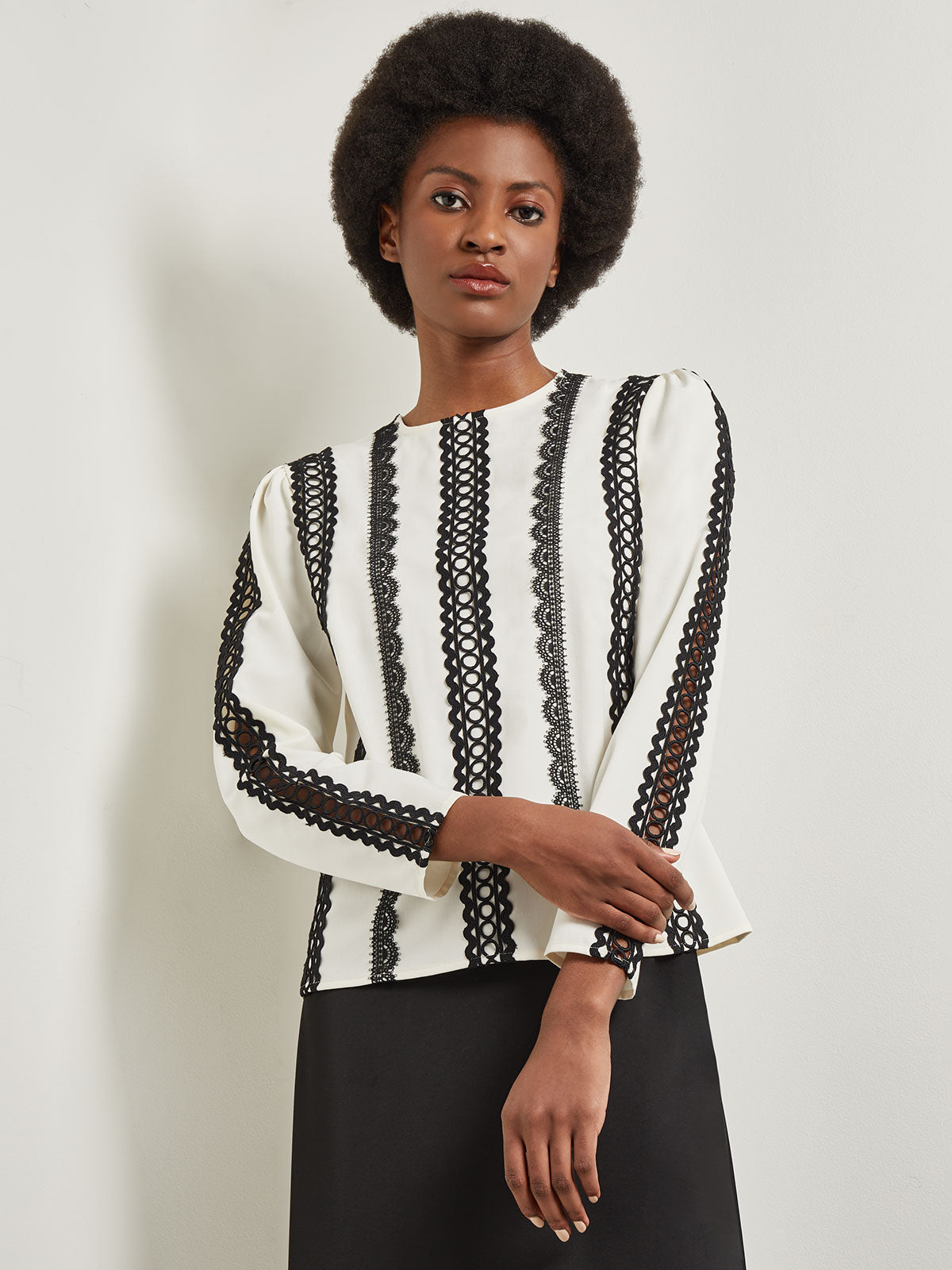 Lace Applique Woven Blouse Lace Applique Woven Blouse