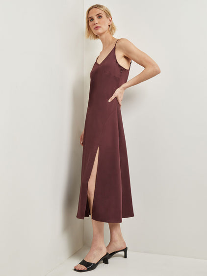 Modern Fit A-Line Crepe de Chine Slip Maxi Dress