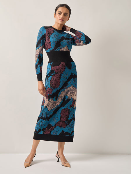 mameEyelet Jacquard Long Knit Dress
