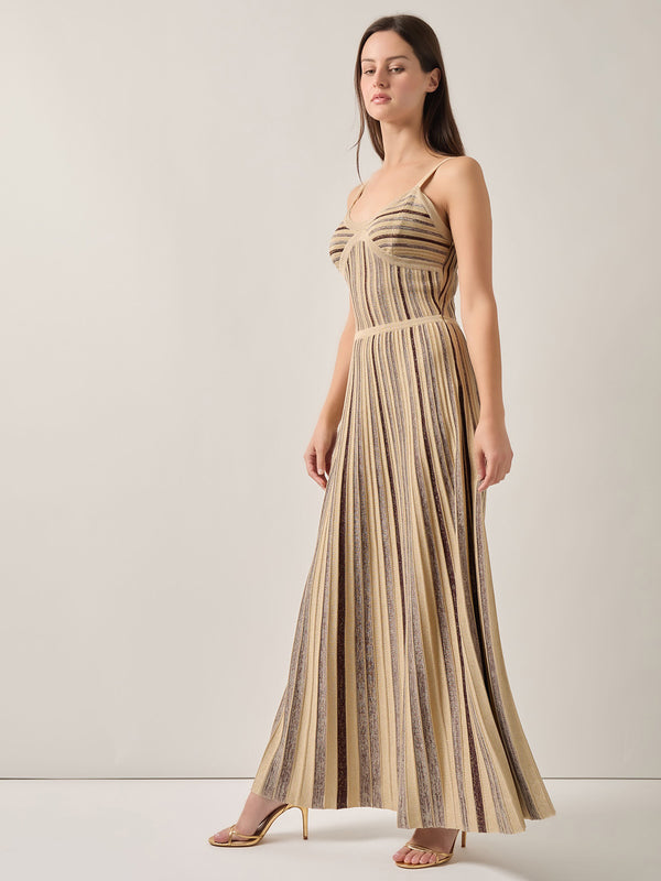 allure stripe knitted maxi dress Misook Striped Knit Sleeveless Maxi Dress