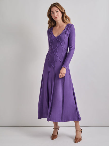 Misook Geometric-Knit Maxi Dress Plum Royale Misook Geometric-Knit Maxi Dress Plum Royale