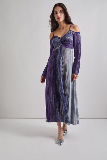 Misook Lurex Knit Maxi Dress - Starry Night Blue
