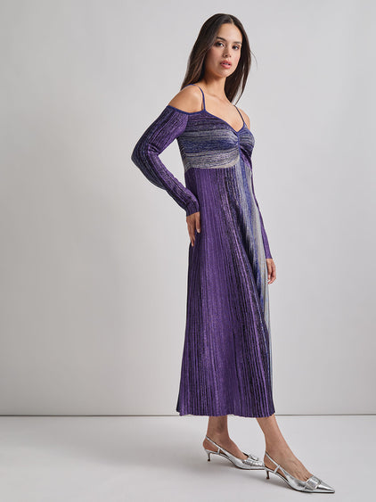 Misook Lurex Knit Maxi Dress