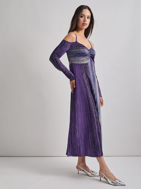 esme grape lurex chiffon maxi dress Misook Lurex Knit Maxi Dress
