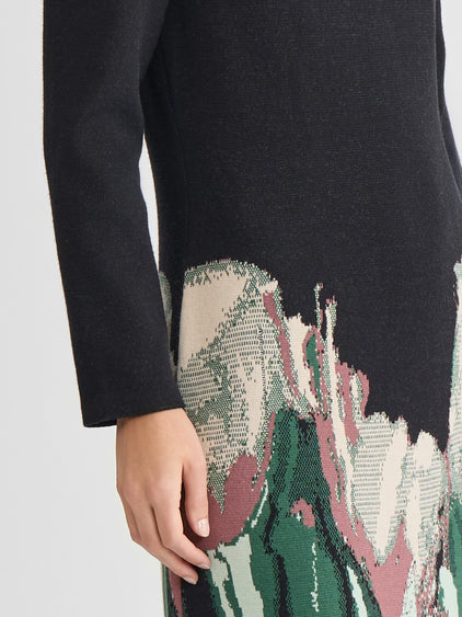 Relaxed Floral Jacquard Knit Maxi Dress Dark Ivy/Black/Midnight Umber/Agave/Biscotti / XXL