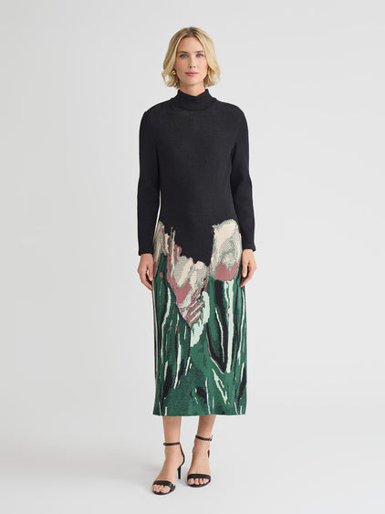 Relaxed Floral Jacquard Knit Maxi Dress Dark Ivy/Black/Midnight Umber/Agave/Biscotti / XXL