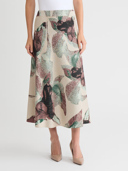 Abstract A-Line Jacquard Soft Knit Maxi Skirt