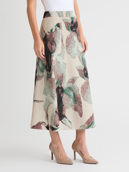 Abstract A-Line Jacquard Soft Knit Maxi Skirt