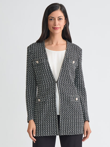 Heritage Jewel Trim Tweed Knit Jacket