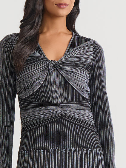 Fit & Flare Twist Front Lurex Knit Maxi Dress Fit & Flare Twist Front Lurex Knit Maxi Dress
