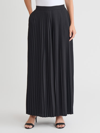 Pleated Palazzo Crepe de Chine Flared Pant