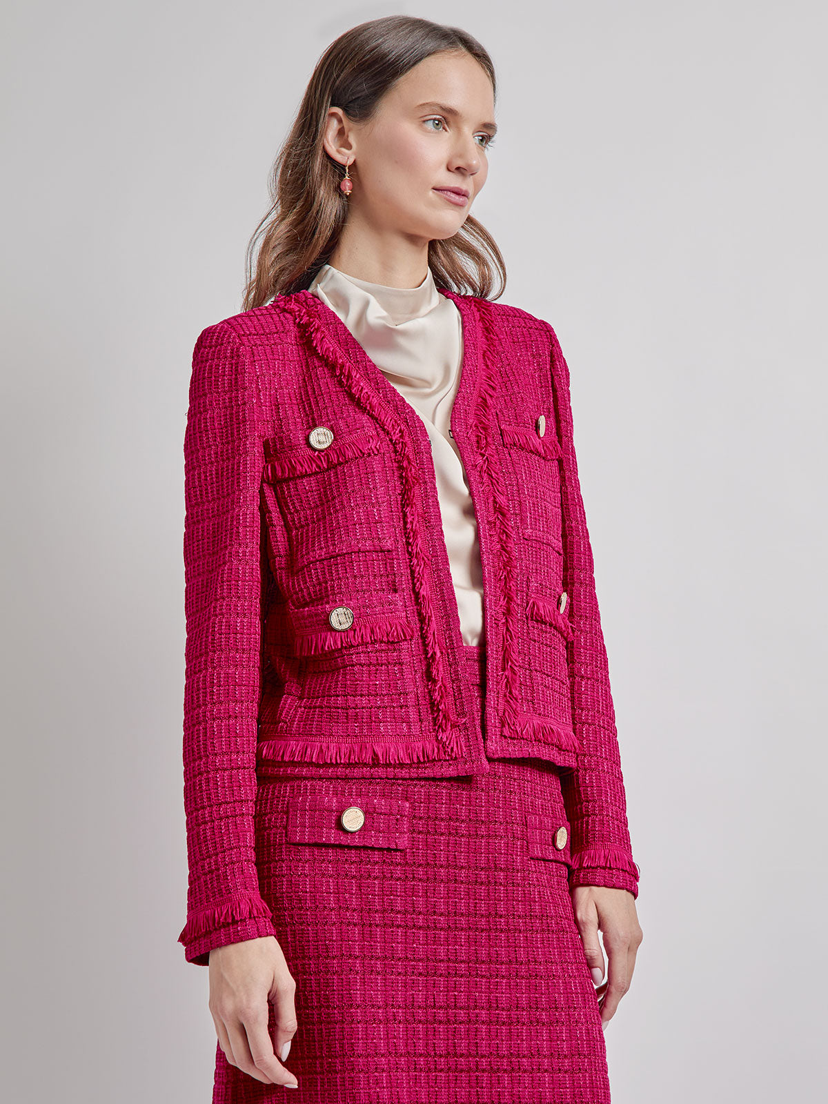 Heritage Tonal Textured Fringe Knit Jacket - Vanity Fit