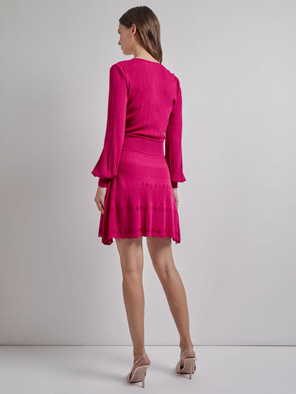 textured knit mini dress Fit & Flare Tonal Ribbed Knit Mini Dress