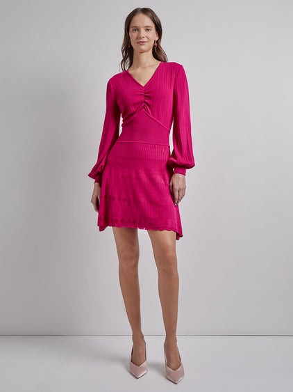Fit & Flare Tonal Ribbed Knit Mini Dress