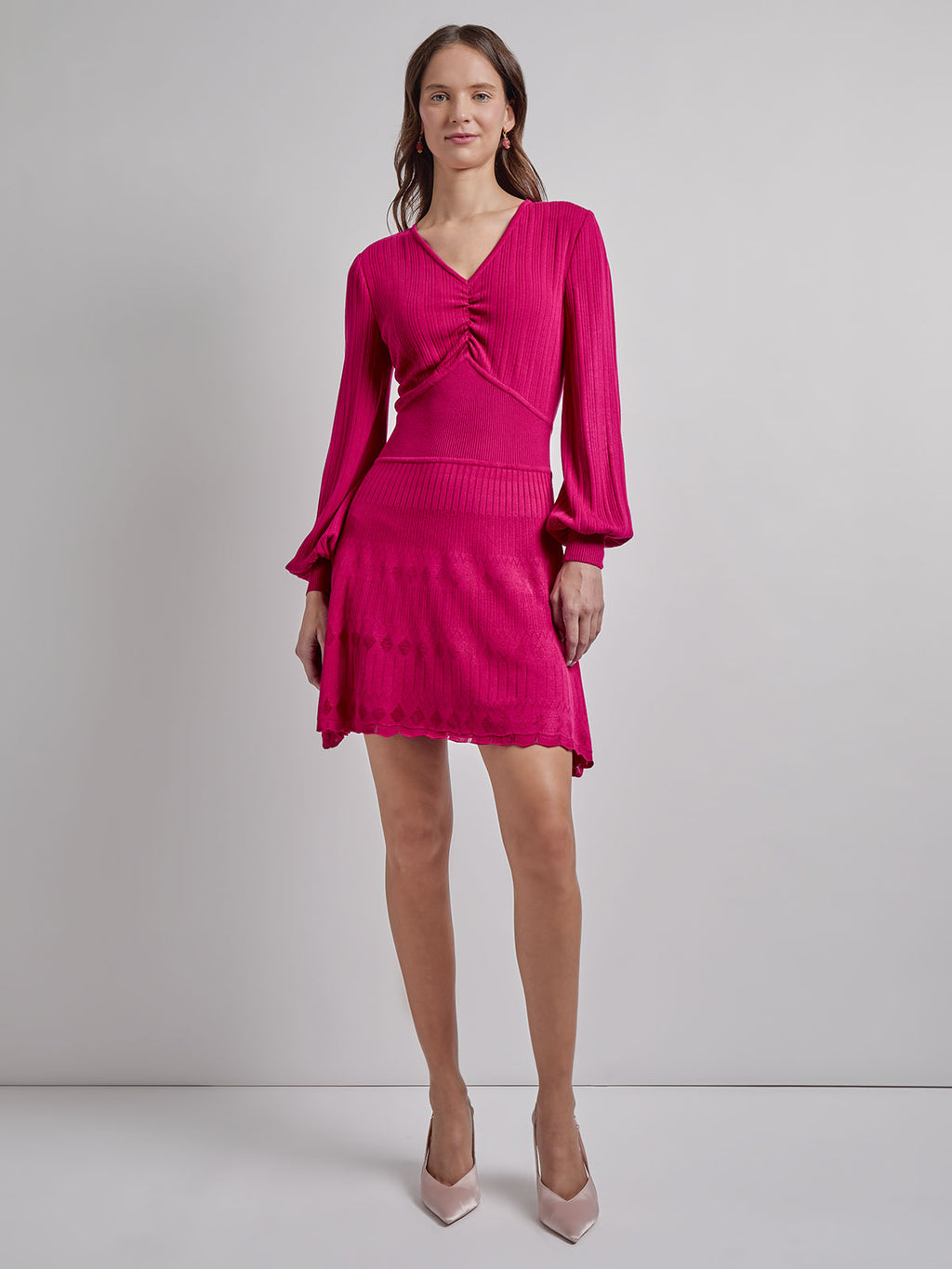 Fit & Flare Tonal Ribbed Knit Mini Dress