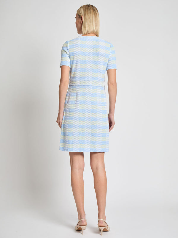 Bold Plaid Tweed Knit Sheath Dress