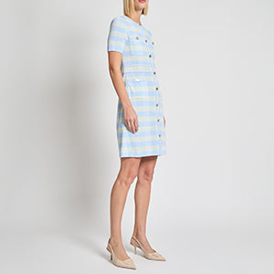 Bold Plaid Tweed Knit Sheath Dress - Modern Fit