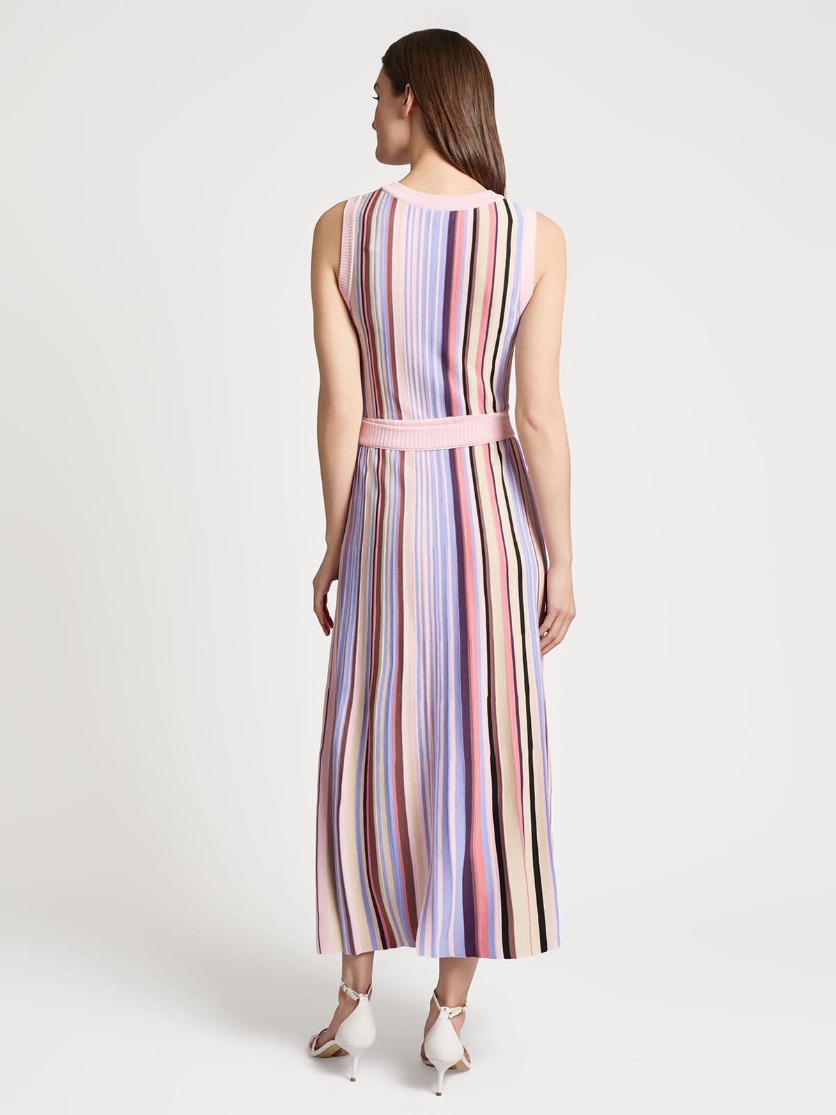Sleeveless Soft Ribbed Knit Belted Maxi Dress - Modern Fit