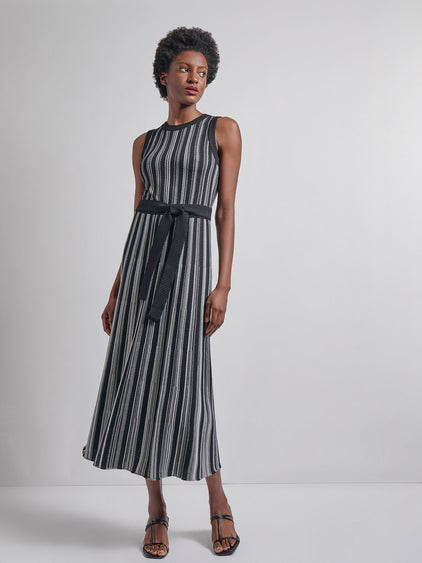 Sleeveless Soft Ribbed Knit Belted Maxi Dress - Modern Fit Sleeveless Soft Ribbed Knit Belted Maxi Dress - Modern Fit