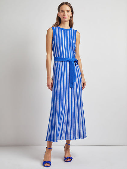 Sleeveless Soft Ribbed Knit Belted Maxi Dress Modern Fit