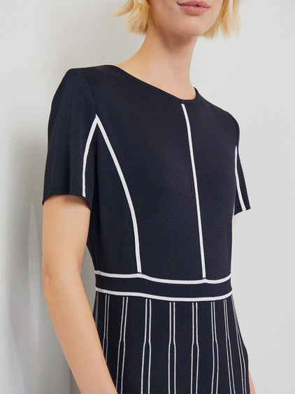 Contrast Stripe A-Line Soft Knit Dress - Modern Fit Contrast Stripe A-Line Soft Knit Dress - Modern Fit