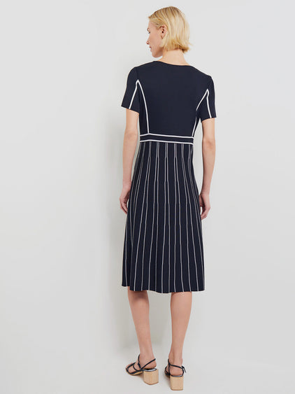 Contrast Stripe A-Line Soft Knit Dress