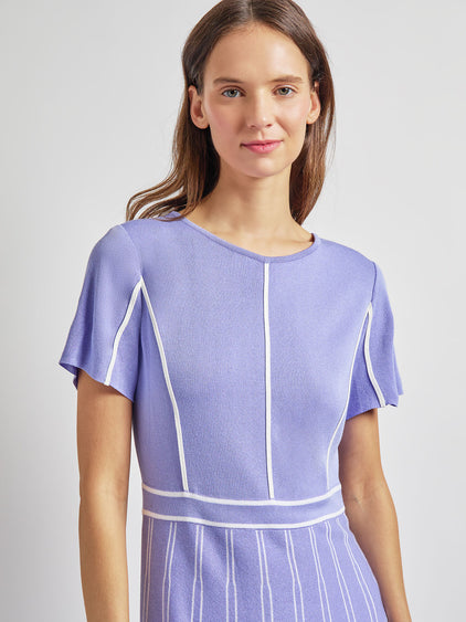 Contrast Stripe A-Line Soft Knit Dress