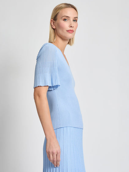 Fitted Flutter Sleeve Ribbed Knit Tunic