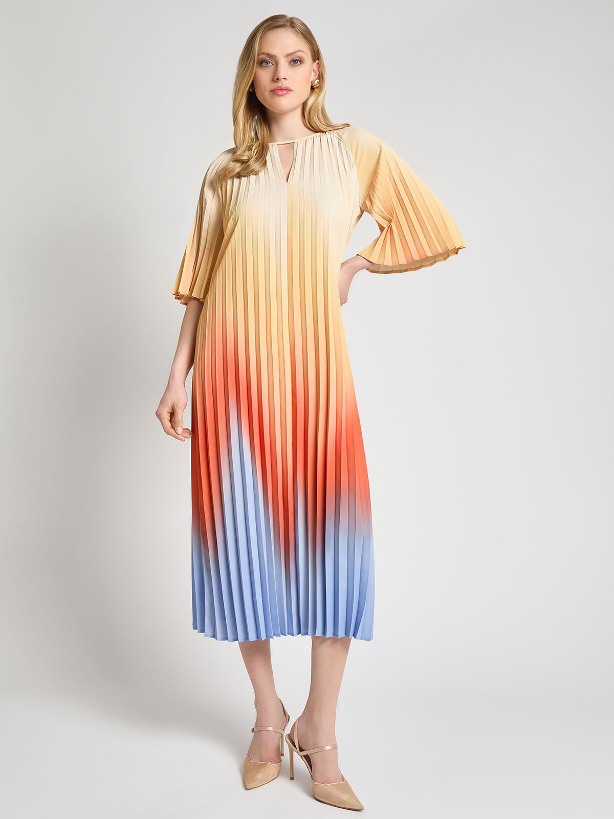 Women's Mint Textured Pleat Front Midi Dress | ME+EM
