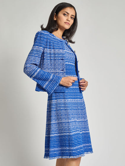 Tailored Melange Tweed Knit Jacket Modern Fit