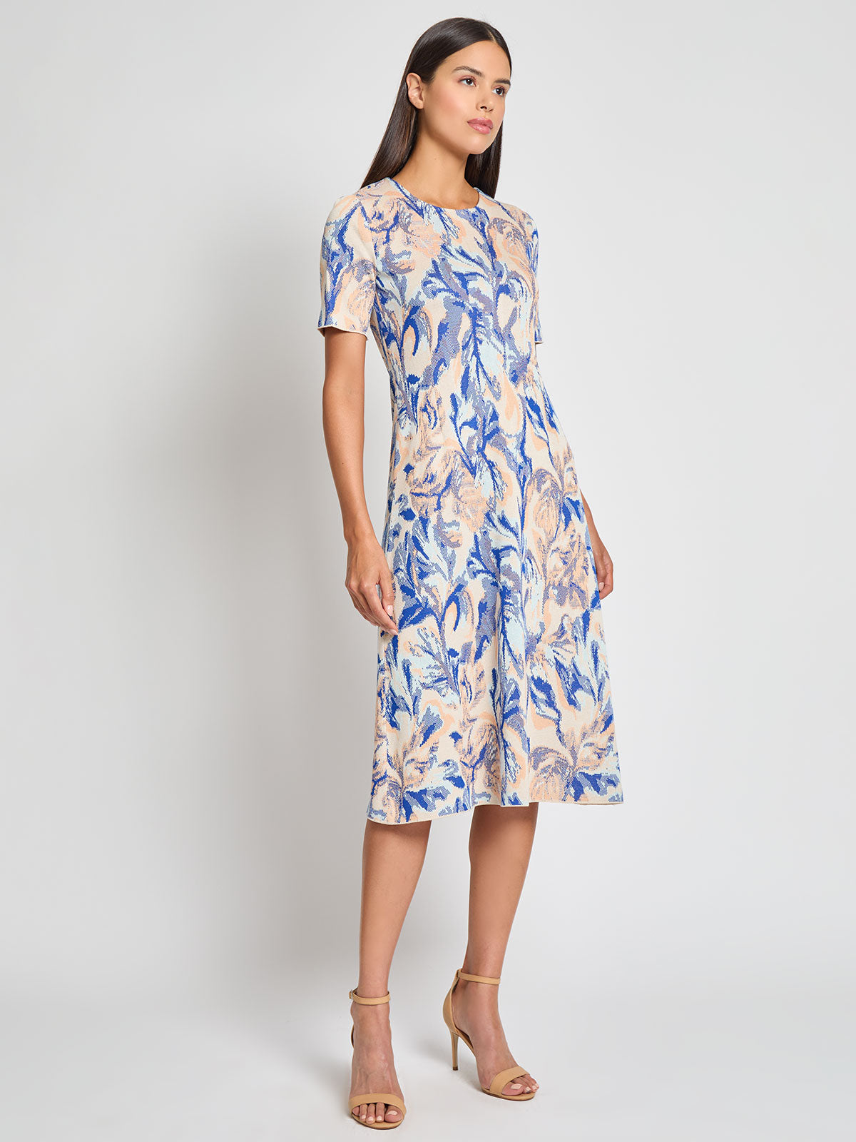 Floral Jacquard Soft Knit Midi Dress - Modern Fit