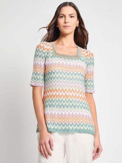 Pointelle ZigZag Lined Knit Tunic - True Fit